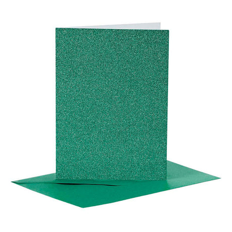 Cartes et enveloppes d'entreprise Creativ, format carte 10,5x15 cm, format enveloppe 11,5x16,5 cm, paillettes, 110+250 gr, vert, 4 set 1 boîte
