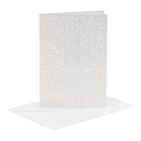 Cartes et enveloppes d'entreprise Creativ, format carte 10,5x15 cm, format enveloppe 11,5x16,5 cm, paillettes, 120+250 gr, blanc, 4 set 1 boîte