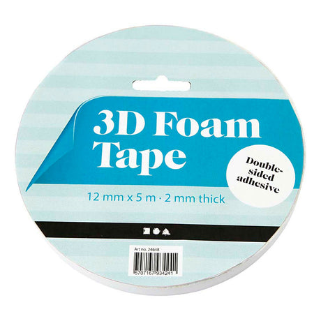 Ruban mousse 3D Creativ company, l: 12 mm, épaisseur 2 mm, 5 m 1 rouleau