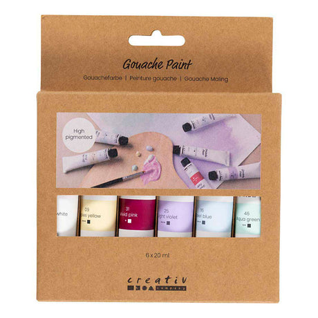 Peinture gouache Creativ company couleurs pastel - 6x20ml.