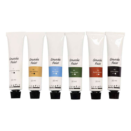 Peinture gouache Creativ company couleurs naturelles - 6x20ml.