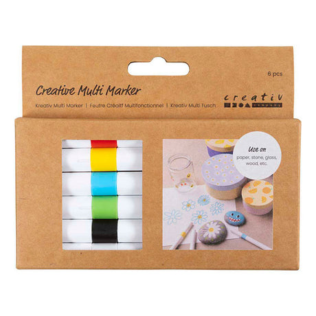 Creativ company marqueur multi créatif, largeur de trait 4 mm, différentes couleurs, 6 pièces 1 boîte