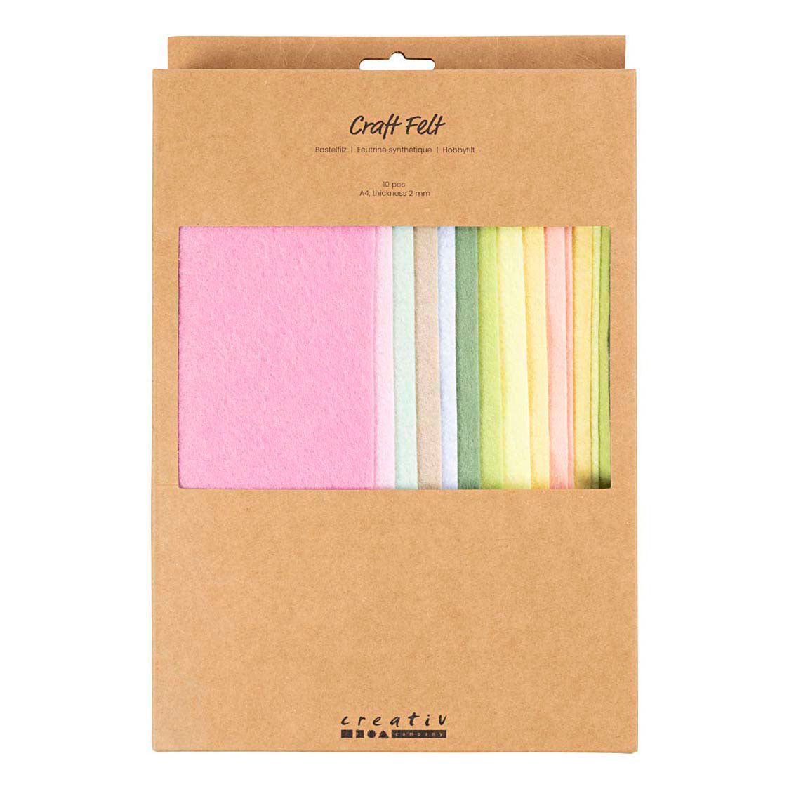 Société créative https : www.ccobby.nl hobbyfelt-a4-sheet-210x297-mm-thickness-2-mm-pastelcolours-10-sheet-1-box