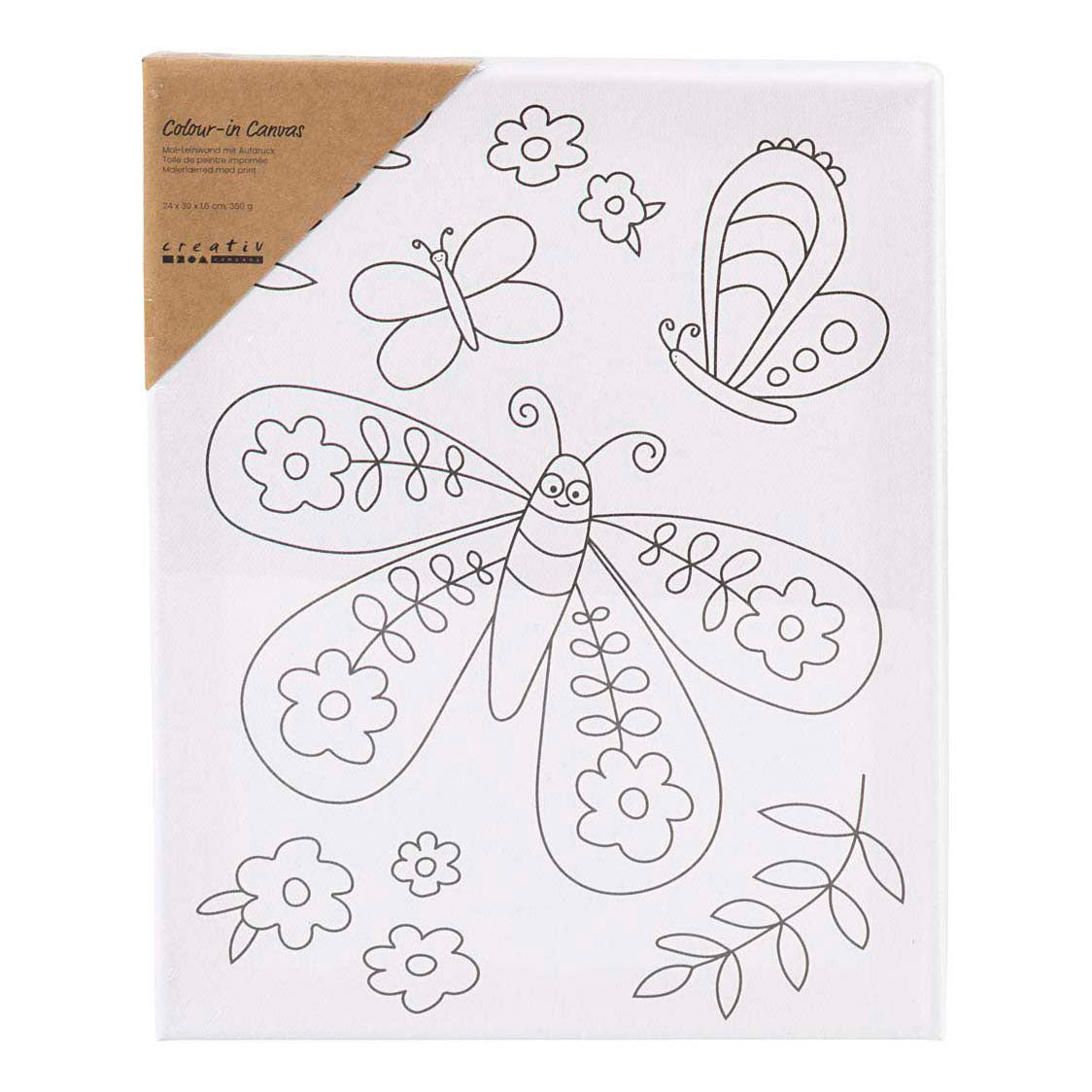 Toile à peindre Creativ company avec grand imprimé papillon - 24x30cm