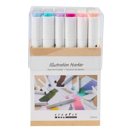 Société créative https : www.ccobby.nl marqueur de dessin-épaisseur de ligne-1-8-mm-couleurs pastel-couleurs standard-24-pièces-1-boîte