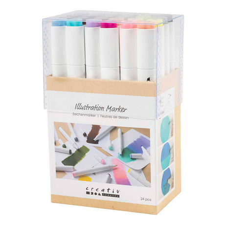 Société créative https : www.ccobby.nl marqueur de dessin-épaisseur de ligne-1-8-mm-couleurs pastel-couleurs standard-24-pièces-1-boîte