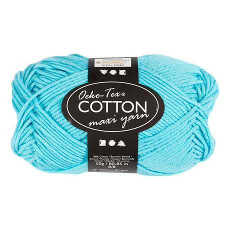 Fil de coton Creativ company, taille 8 8, l : 80-85 m, turquoise, 50 g 1 pelote