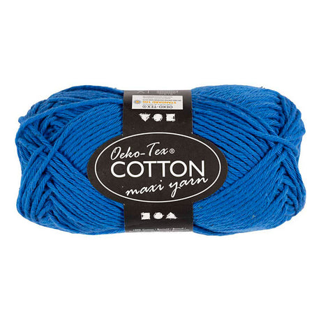 Fil de coton Creativ company, taille 8 8, l : 80-85 m, bleu cobalt, 50 g 1 pelote