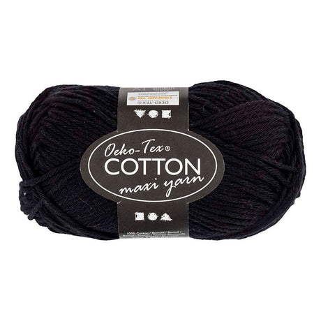 Fil de coton Creativ company, taille 8 8, l : 80-85 m, noir, 50 g 1 pelote
