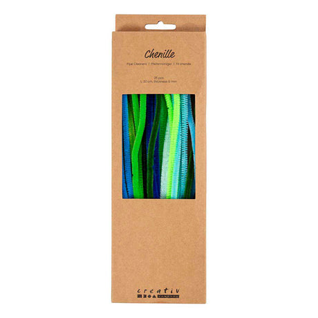 Creativ company chenille 6mm x 30cm harmonie verte et turquoise - 25 pcs.