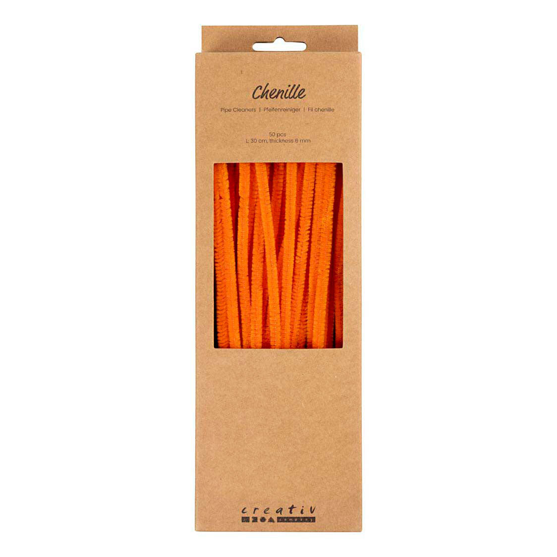 Creativ company chenille, l: 30 cm, épaisseur 6 mm, orange, 50 pièces 1 boîte