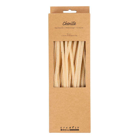 Creativ company chenille, l: 30 cm, épaisseur 6 mm, beige, 50 pièces 1 boîte