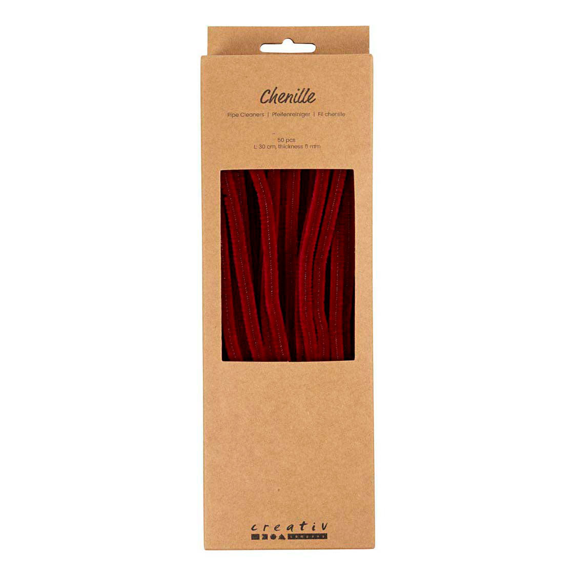 Creativ company chenille 6mm x 30cm rouge foncé - 50 pcs.
