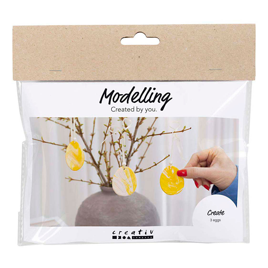 Creativ company mini kit de loisirs pour sculpture, œuf, jaune clair, couleurs pastel, 1 boîte