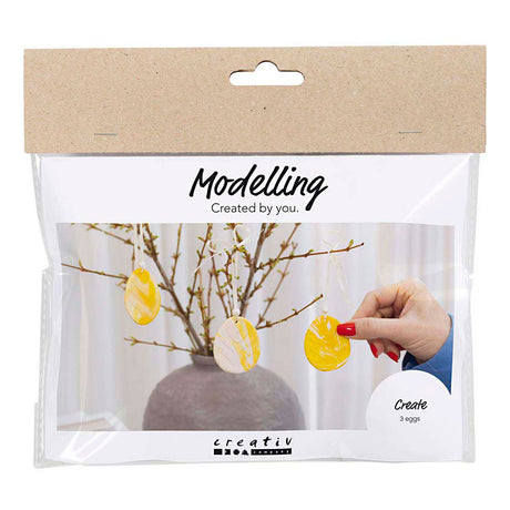 Creativ company mini kit de loisirs pour sculpture, œuf, jaune clair, couleurs pastel, 1 boîte
