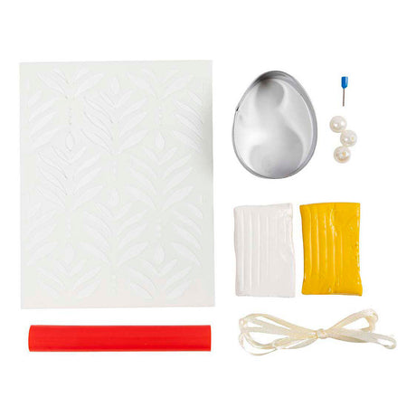 Creativ company mini kit de loisirs pour sculpture, œuf, jaune clair, couleurs pastel, 1 boîte