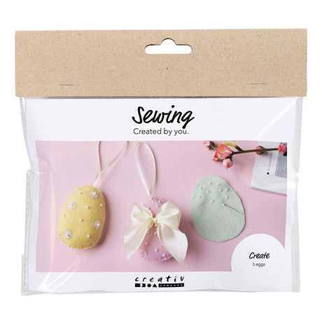 Creativ company mini kit de loisirs couture, œufs de Pâques, couleurs pastel, 1 boîte