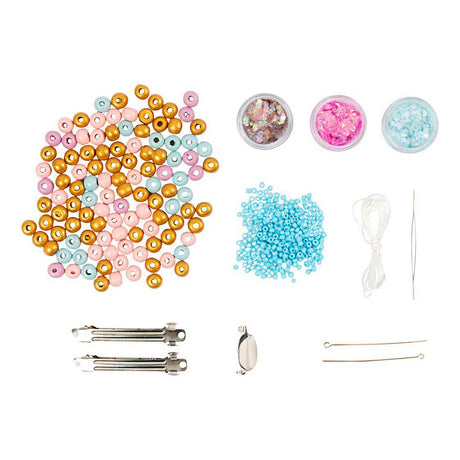 Société créative https : www.ccobby.nl mini-hobbyset-jewelry-necklace-bracelet-clips-brooch-blue-lightblue-pastel-pink-1-box