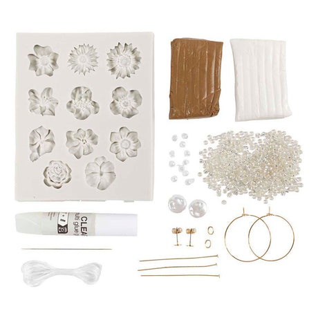 Société créative https: www.cchobby.nl mini-hobbyset-jewelry-earrings-bracelet-and-necklace-with-flower-design-beige-light-beige-beige-1-box