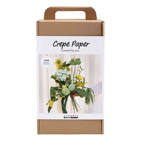 Creativ company maxi hobby set papier crépon, bouquet de fleurs, vert clair, vert foncé, vert pastel, blanc, 1 boîte