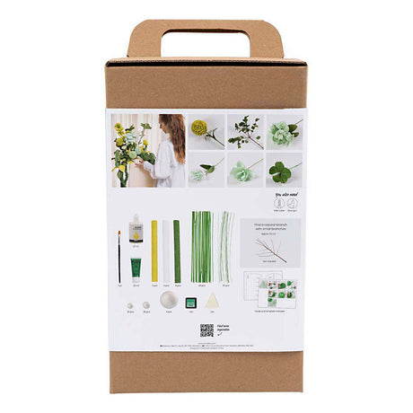 Creativ company maxi hobby set papier crépon, bouquet de fleurs, vert clair, vert foncé, vert pastel, blanc, 1 boîte