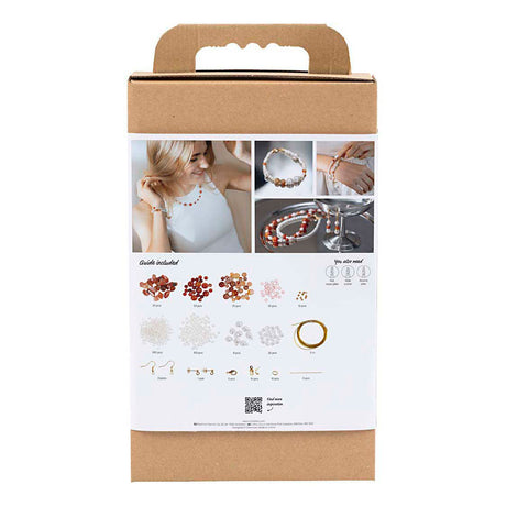 Creativ company hobby set bijoux, beige, orange brûlé, nacre blanche, 1 boîte