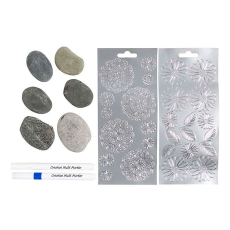 Creativ company mini hobby set décoration en pierre, bleu, 1 boîte