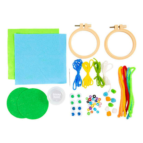 Creativ company mini hobby set broderie visages bleu et vert