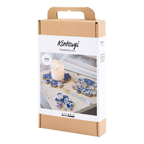 Creativ company hobby set kintsugi, dessous de verre, bleu, or, rouge clair, blanc, 1 boîte
