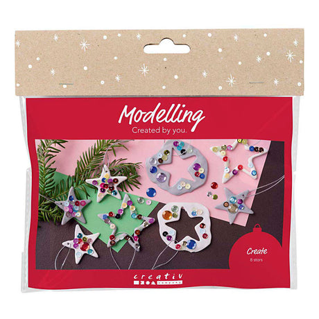 Creativ company mini kit de loisirs sculptant, étoiles, argent, blanc, 1 boîte