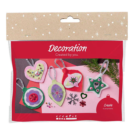 Creativ company mini hobby set décoration, décorations de Noël en feutre, différentes couleurs, 1 boîte
