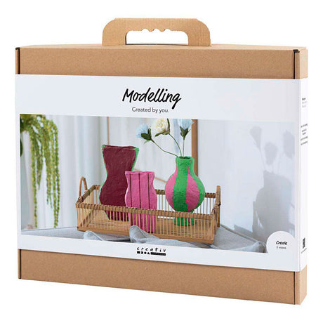 Entreprise créative https : www.cchobby.nl maxi-hobbyset-boetseren-vazen-van- papier-mache-diverse-colours-1-doos