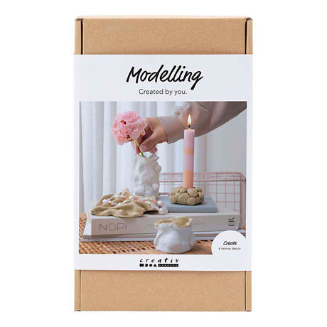 Creativ company kit de modélisme, vases et bougeoirs, beige, ivoire, blanc cassé, 1 boîte