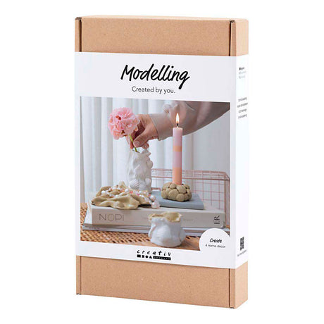 Creativ company kit de modélisme, vases et bougeoirs, beige, ivoire, blanc cassé, 1 boîte