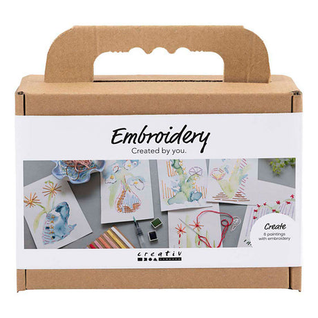 Creativ company mini kit de broderie, peintures avec broderie, différentes couleurs, 1 boîte