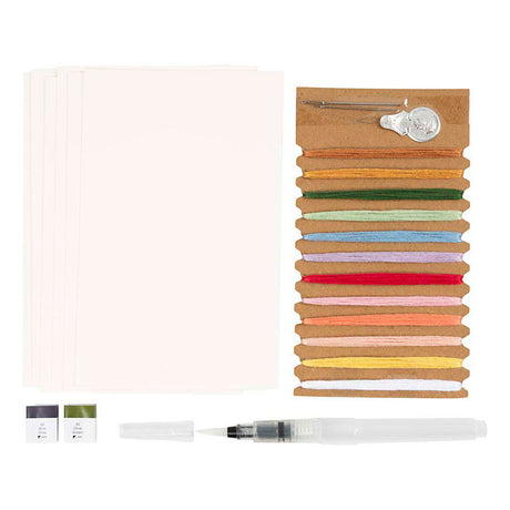 Creativ company mini kit de broderie, peintures avec broderie, différentes couleurs, 1 boîte