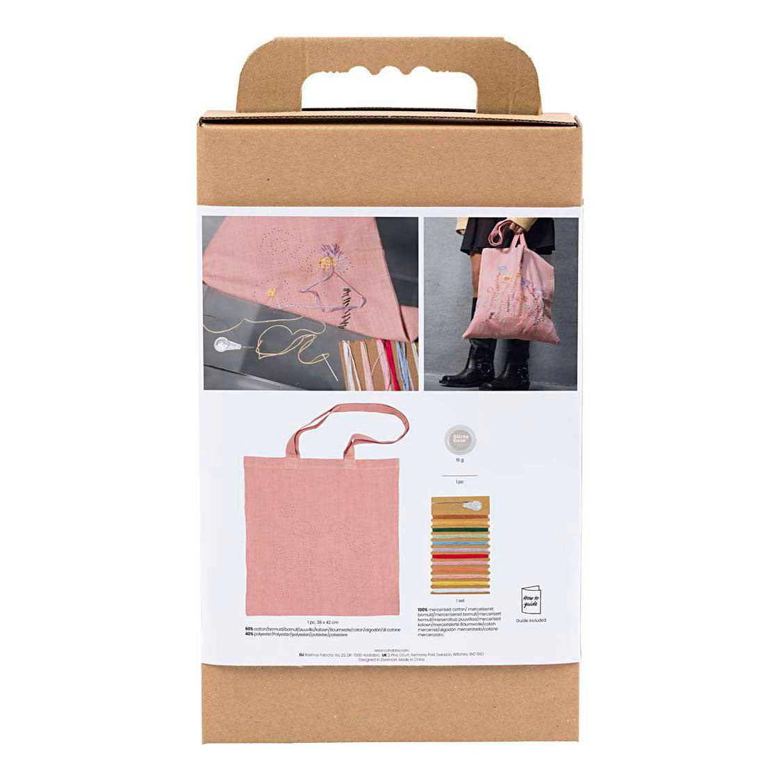 Société créative https : www.ccobby.nl hobbyset-embroidery-carrier-bag-lightpink-1-box
