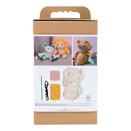 Société créative https : www.ccobby.nl hobbyset-amigurumi-hedgehog-lightpink-warm-yellow-1-box