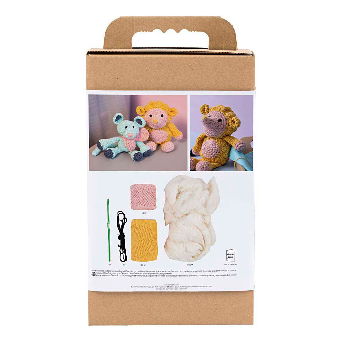 Société créative https : www.ccobby.nl hobbyset-amigurumi-hedgehog-lightpink-warm-yellow-1-box