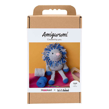 Société créative https : www.ccobby.nl hobbyset-amigurumi-lion-navy blue-light gray-1-box