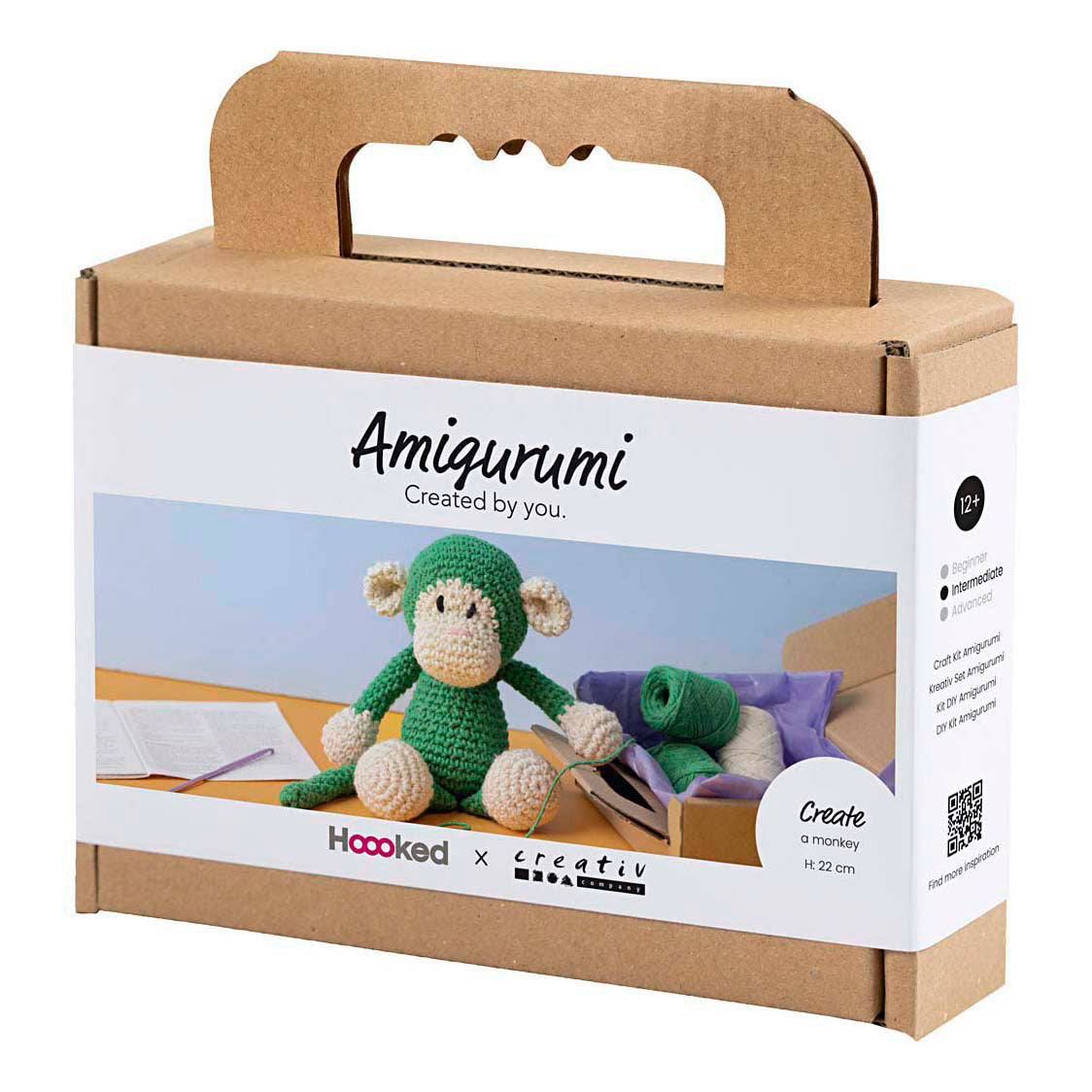 Creativ company hobby set amigurumi, singe, vert, blanc cassé, 1 boîte