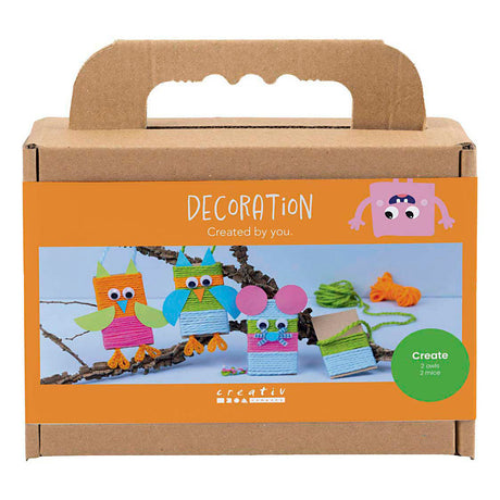 Creativ company mini hobby set décoration, souris et hiboux, différentes couleurs, 1 boîte
