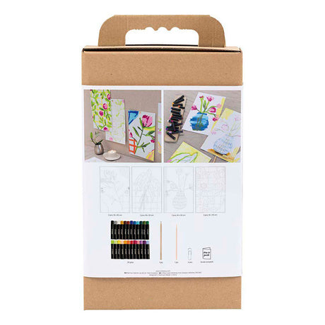 Creativ company hobby set pastel à l'huile, fleurs, différentes couleurs, 1 boîte