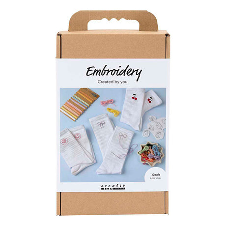 Creativ company hobby set broderie, chaussettes, blanc, 1 boîte