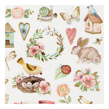 Autocollants Creativ Company, printemps et Pâques, feuille 15x16,5 cm, env. 34 pièces, 1 feuille
