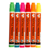 Marqueurs textiles, largeur de trait 2-4 mm, couleurs néon, 6 pièces, 1 boîte
