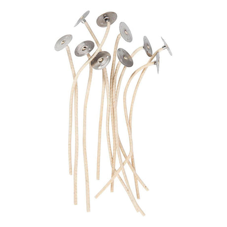 Mèches pour bougies en bougeoir, adaptées aux bougeoirs d'un diamètre de 20-65 mm, L : 110 mm, épaisseur 2 mm, 10 pièces 1 boîte