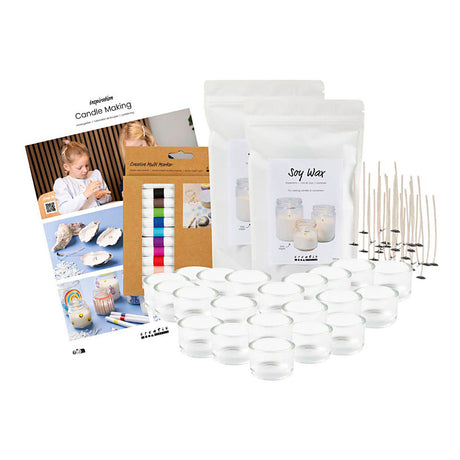 Creativ company ensemble de fabrication de bougies, bougeoirs pour bougies chauffe-plat, 1 boîte