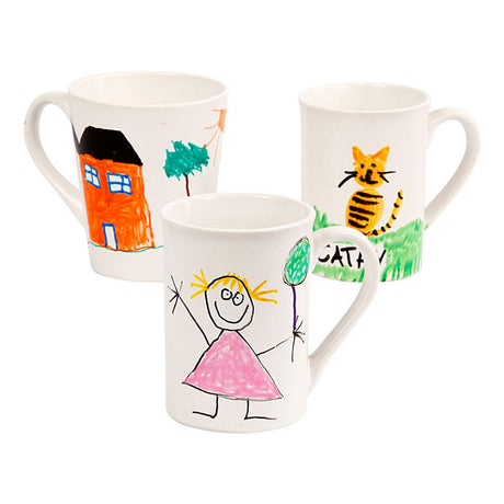 Ensemble de tasses à peindre, h: 7-10 cm, blanc, 1 set