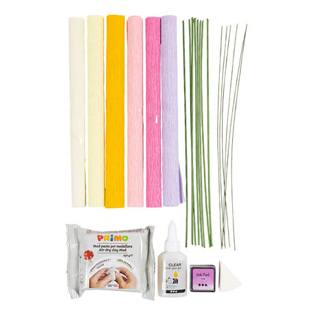 Creativ company hobby set papier crépon, fleur, couleurs pastel, 1 boîte